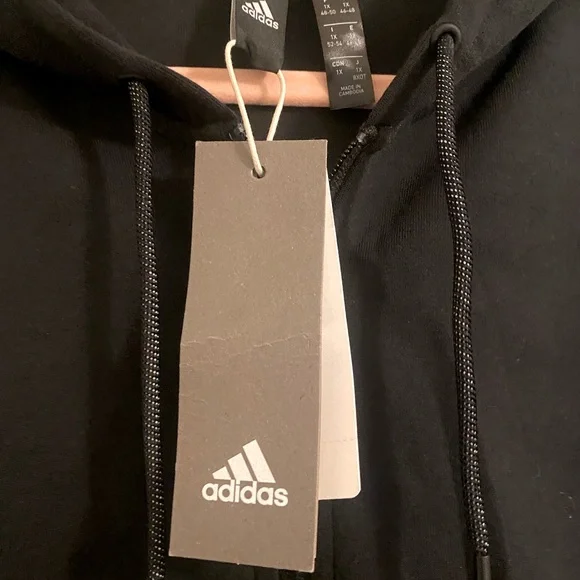Adidas Black Hoodie with White Stripes - Picture 2 of 3